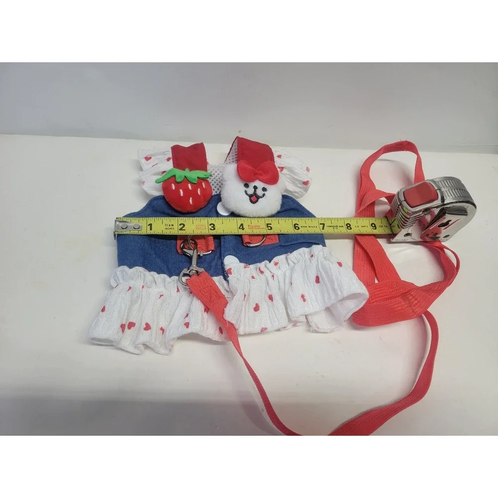 Pet Dog Cat Harness‎ Dress Leash Set Strawberry Puppy Vest Apparel S